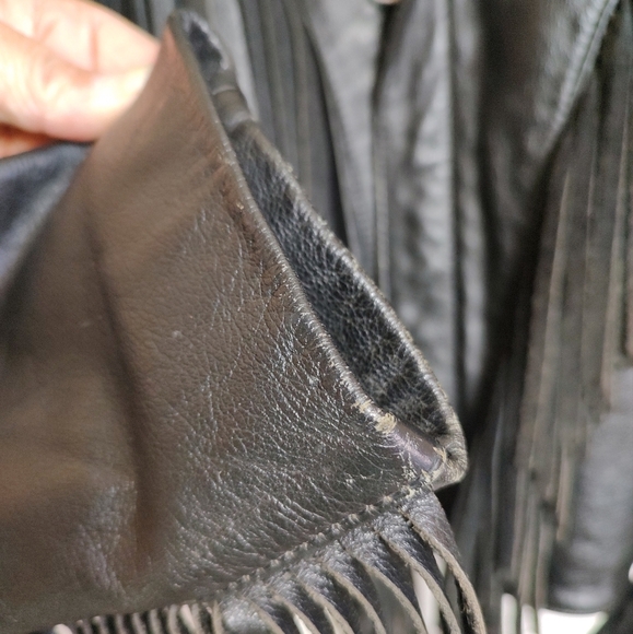 Vintage Open Road Black Fringe Insulated Leather Jacket - Picture 9 of 16